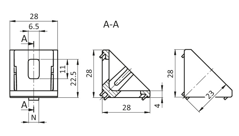 Zinkwinkel 30x30 Nut 6I pulverbes inkl.Befestigungsmaterial, Abdeckkappe schwarz
