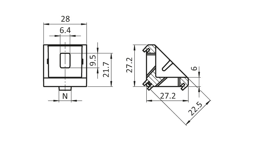 Aluwinkel 30x30 Nut 8B blank