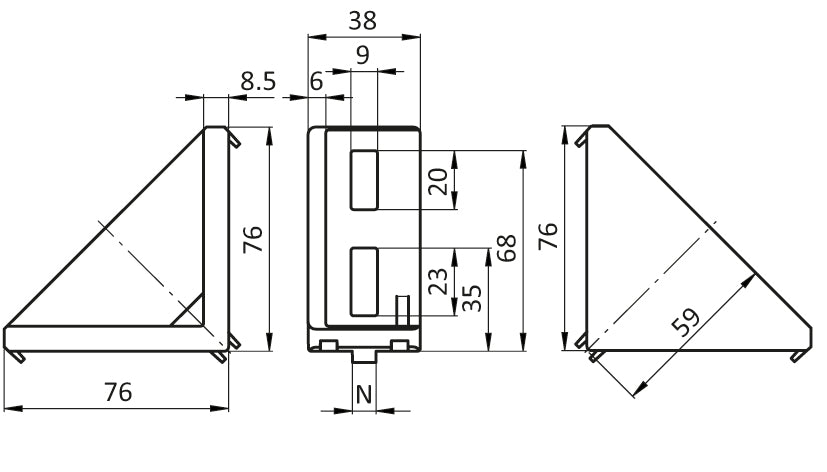 Aluwinkel 40x80 Nut 10B blank