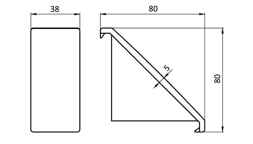 Abdeckkappe für Aluwinkel 76x38