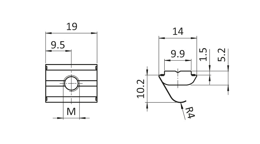 Nutenstein M6 B10 mit Federblech verzinkt