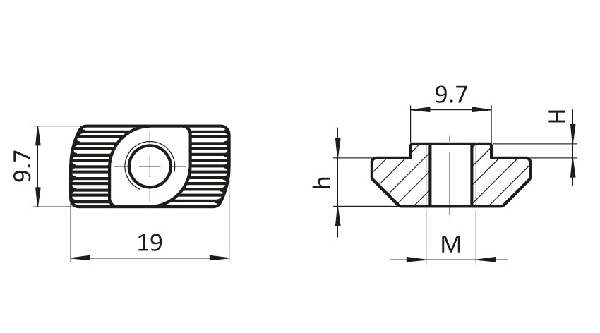 Hammermutter M8 B10 verzinkt