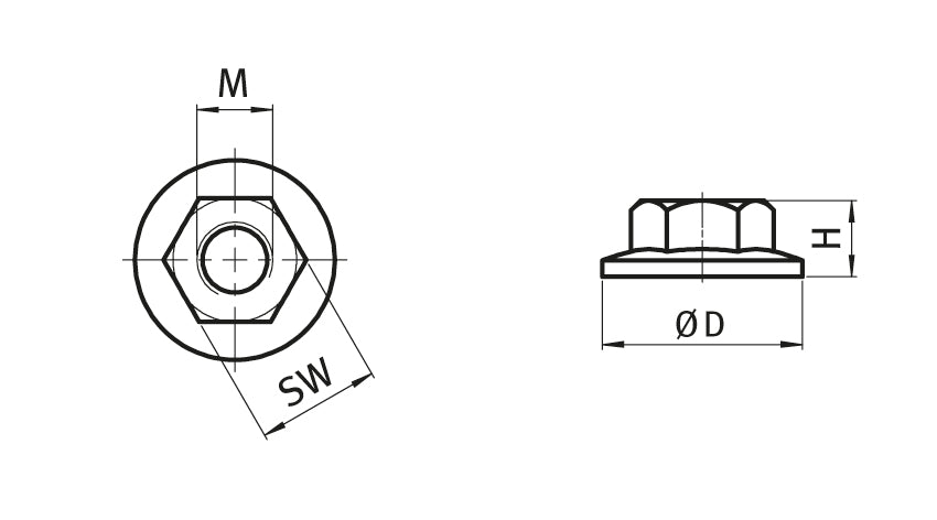 Flanschmutter M6 B8