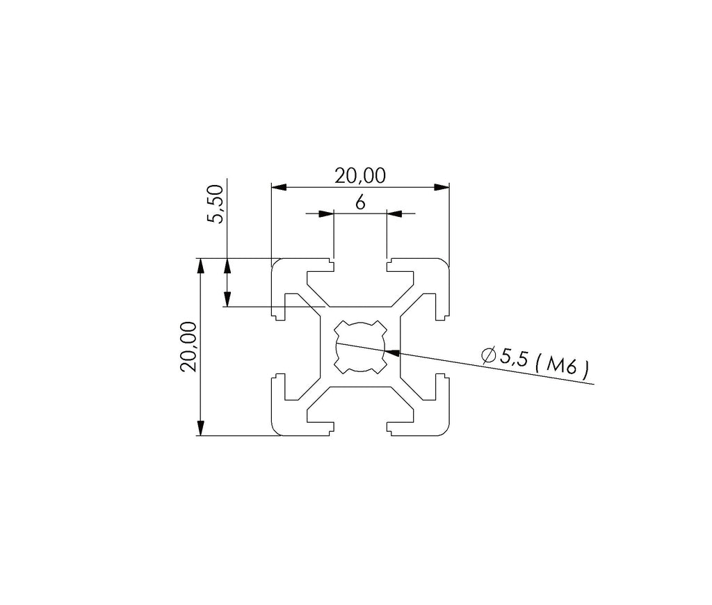 Profil 20 x 20 Nut 6