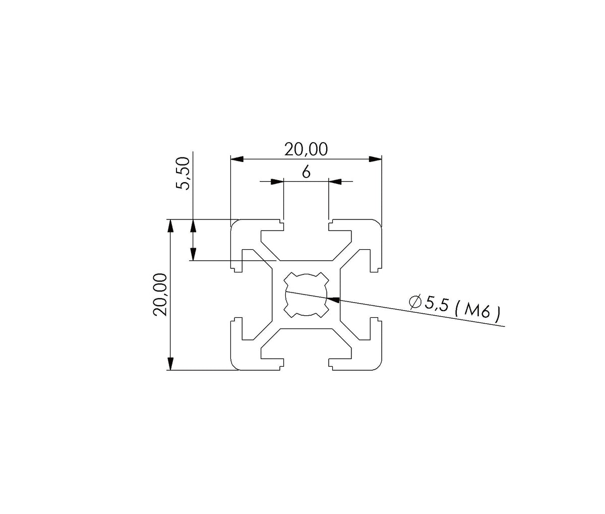 Profil 20 x 20 Nut 6