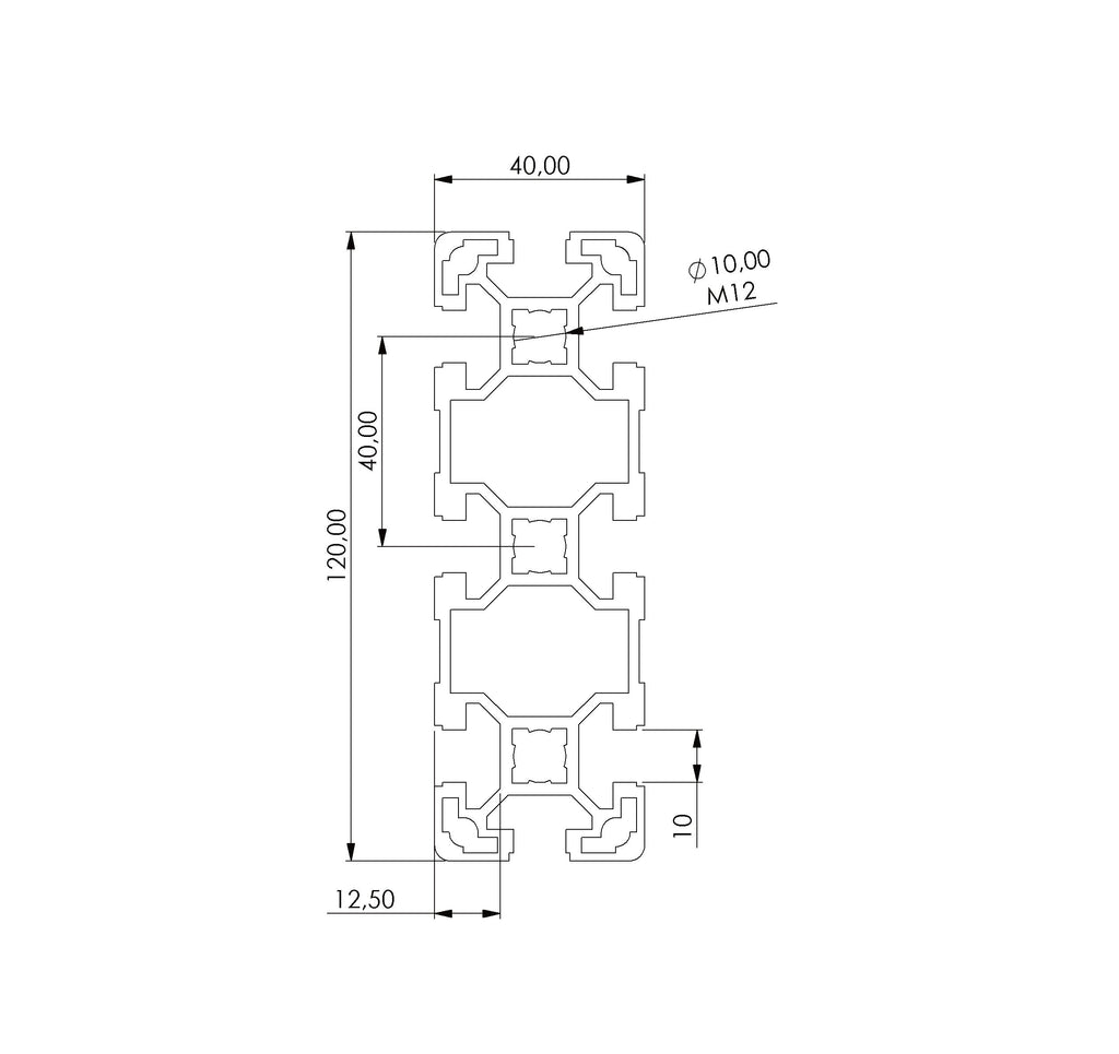 Profil 40 x 120  Nut 10