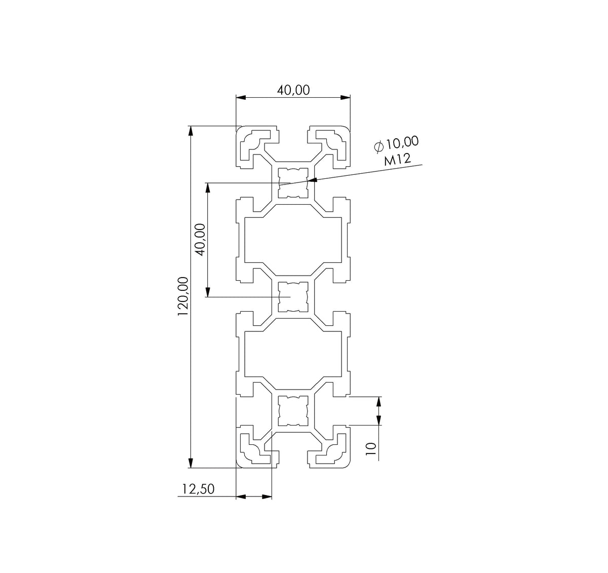 Profil 40 x 120  Nut 10