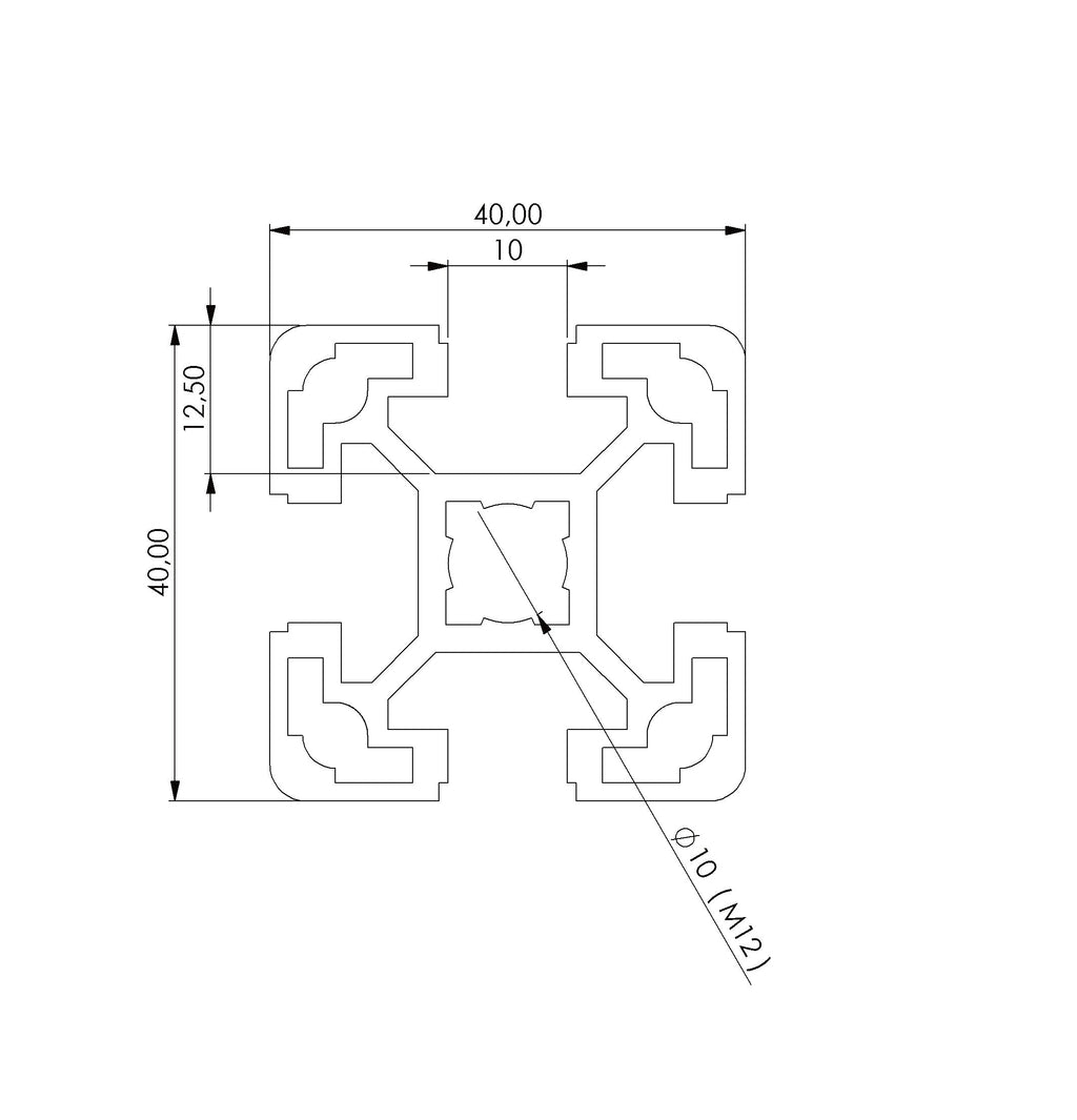 Profil 40 x 40  Nut 10