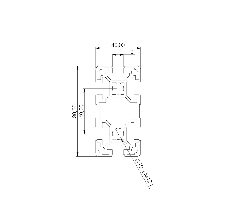 Profil 40 x 80  Nut 10