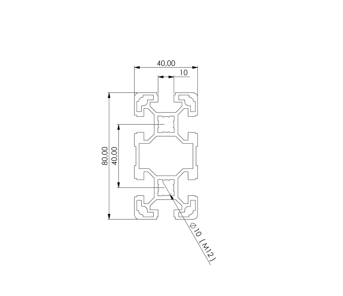 Profil 40 x 80  Nut 10