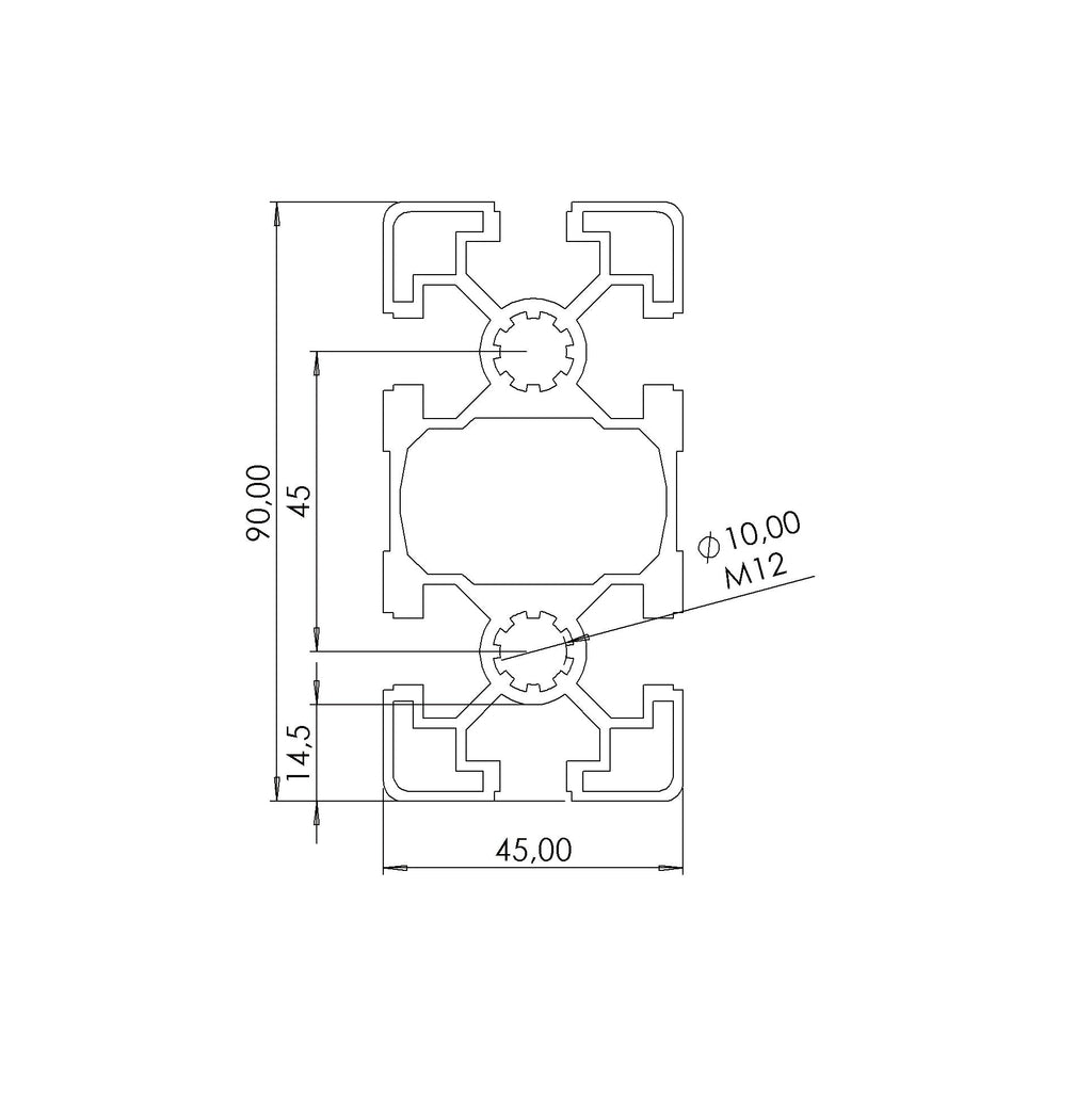 Profil 45 x 90 L  Nut 10