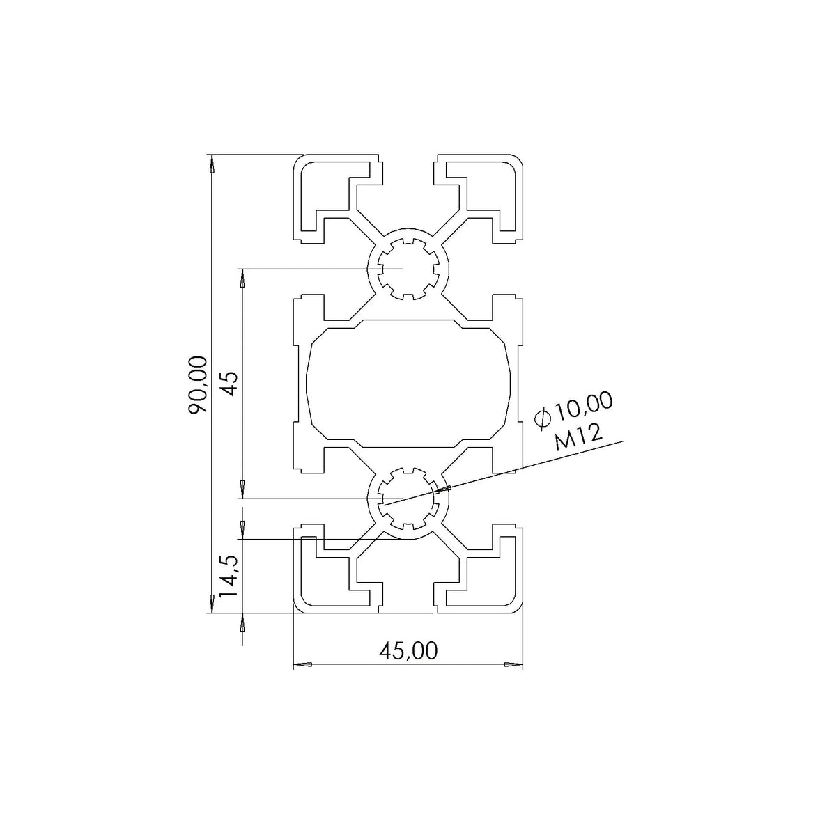 Profil 45 x 90 L  Nut 10