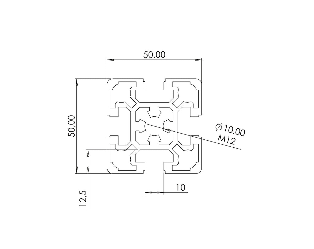 Profil 50 x 50 L  Nut 10