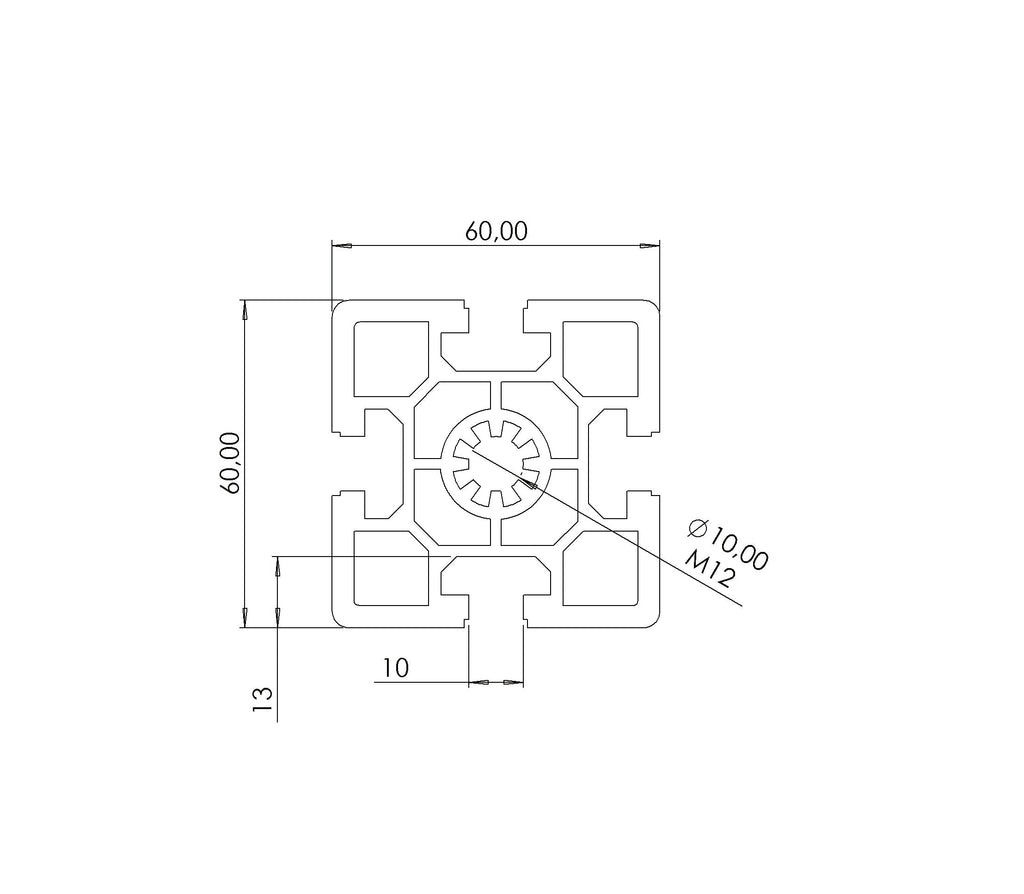 Profil 60 x 60 S  Nut 10