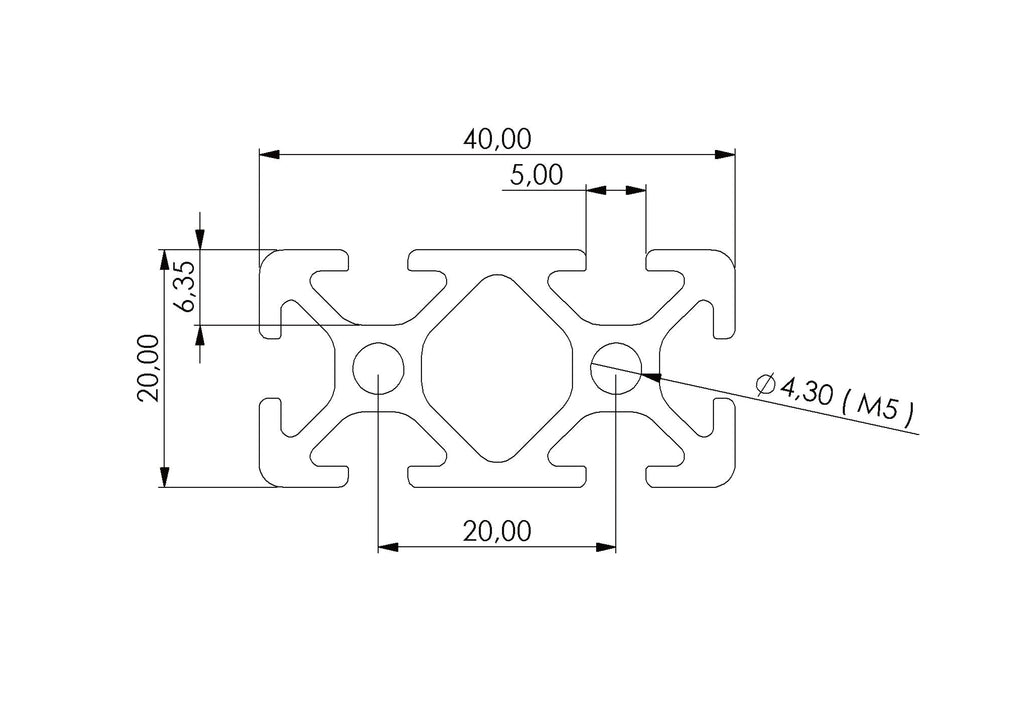 Profil 20 x 40 Nut 5