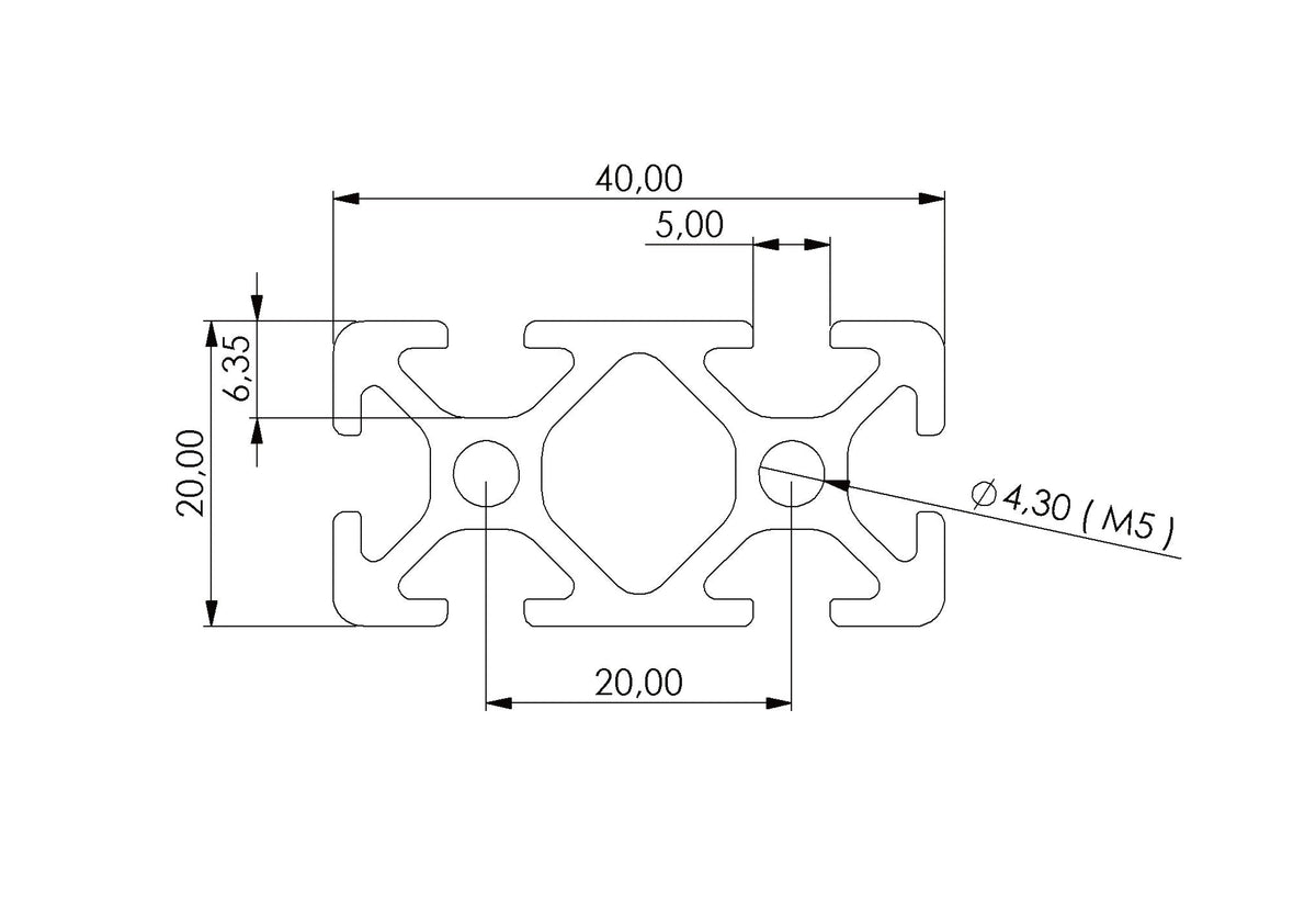 Profil 20 x 40 Nut 5