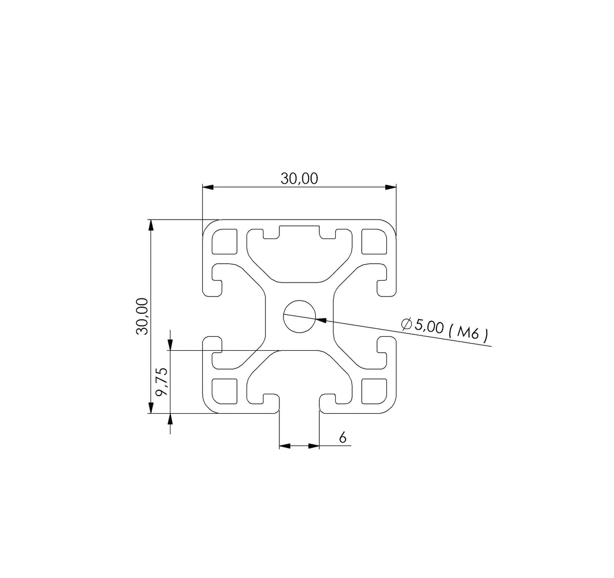 Profil 30 x 30  1N Nut 6