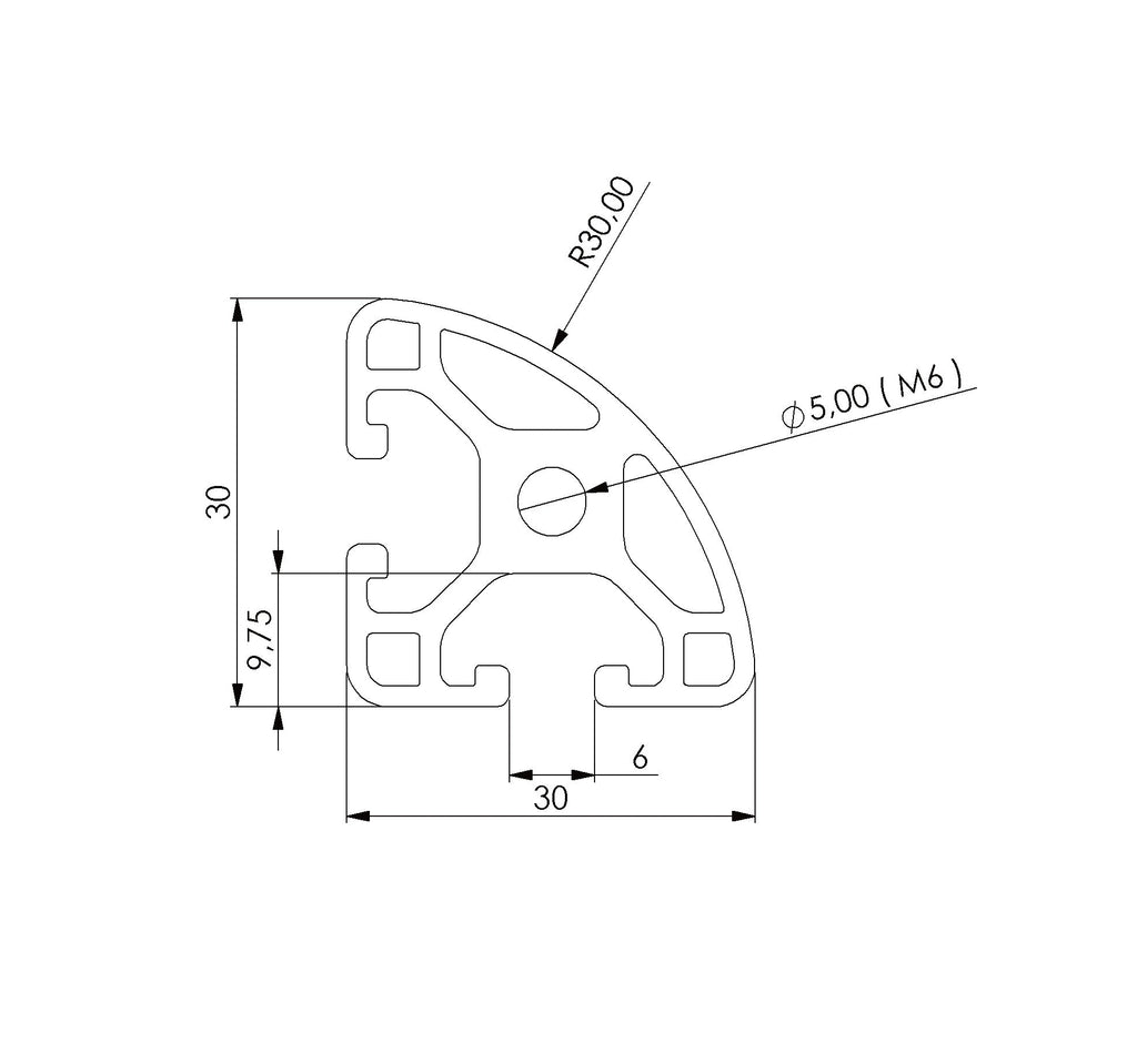 Profil R30 90° Nut 6