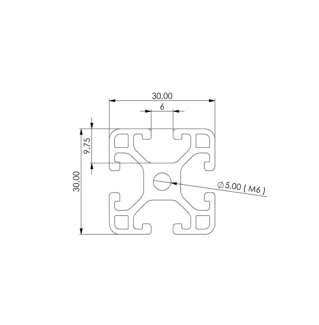 Profil 30 x 30 L Nut 6