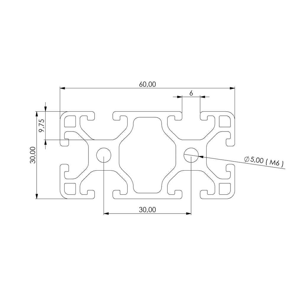 Profil 30 x 60 S Nut 6