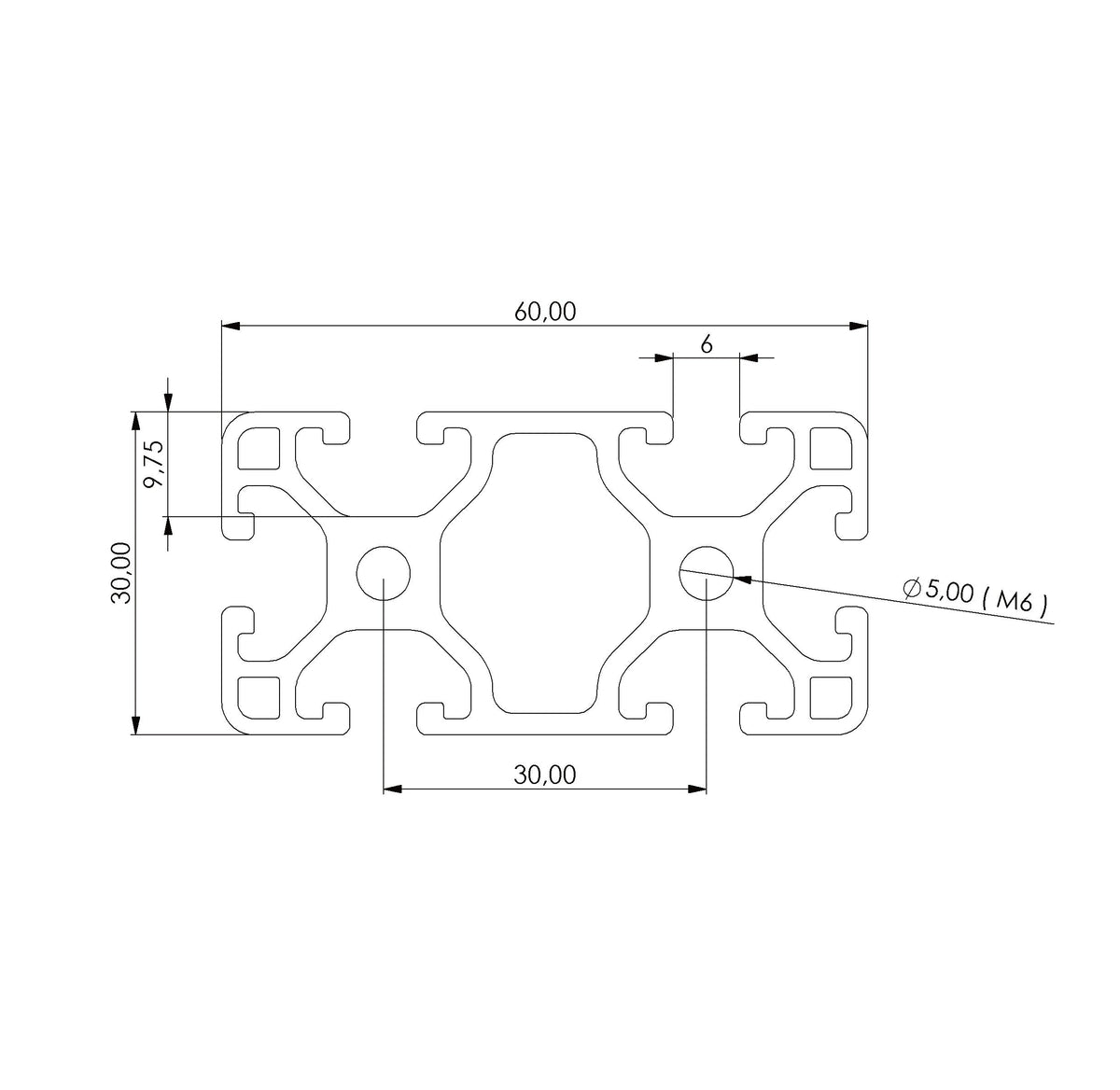 Profil 30 x 60 S Nut 6