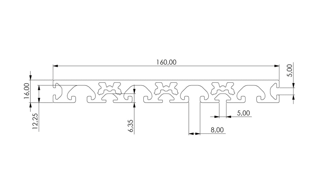 Profil 16 x 160 Nut 5/8