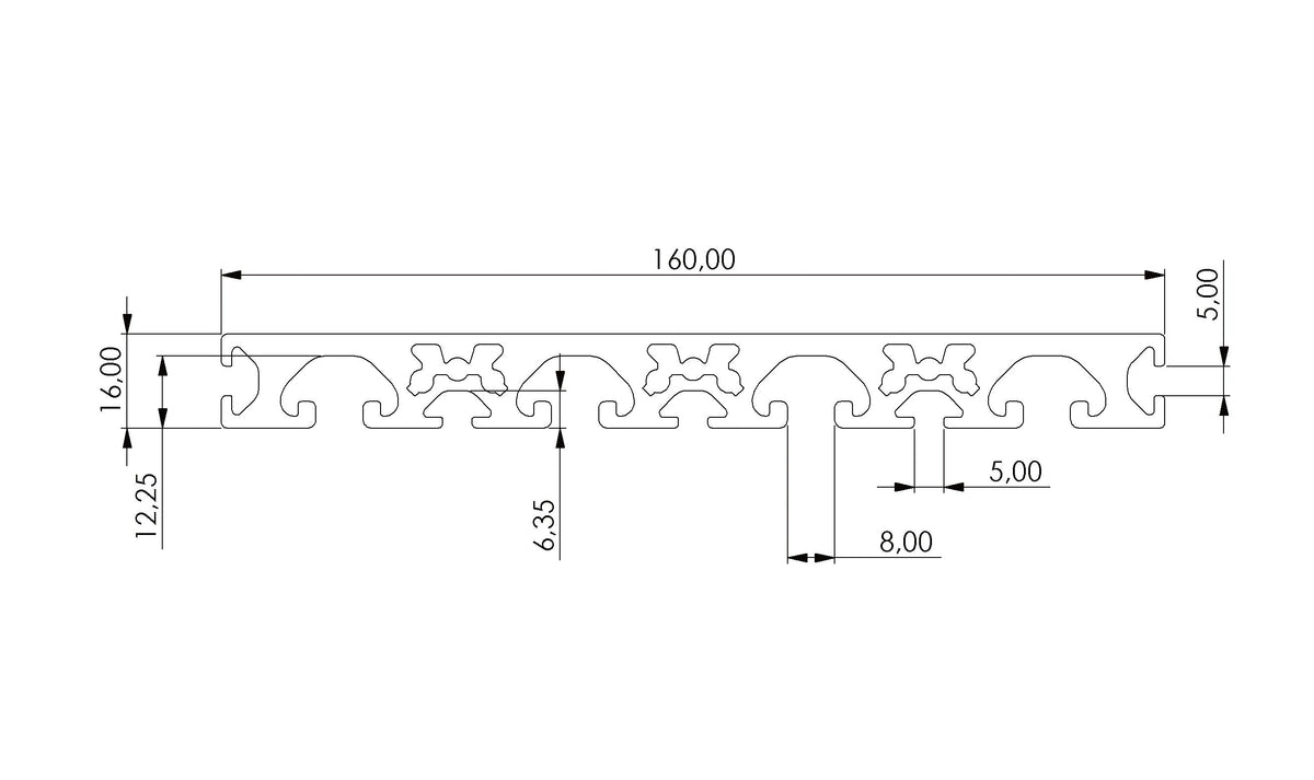 Profil 16 x 160 Nut 5/8