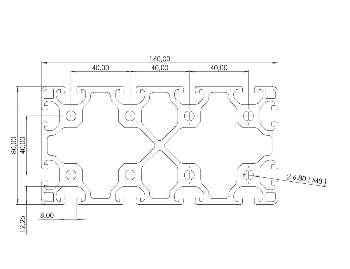 Profil 80 x 160 L Nut 8