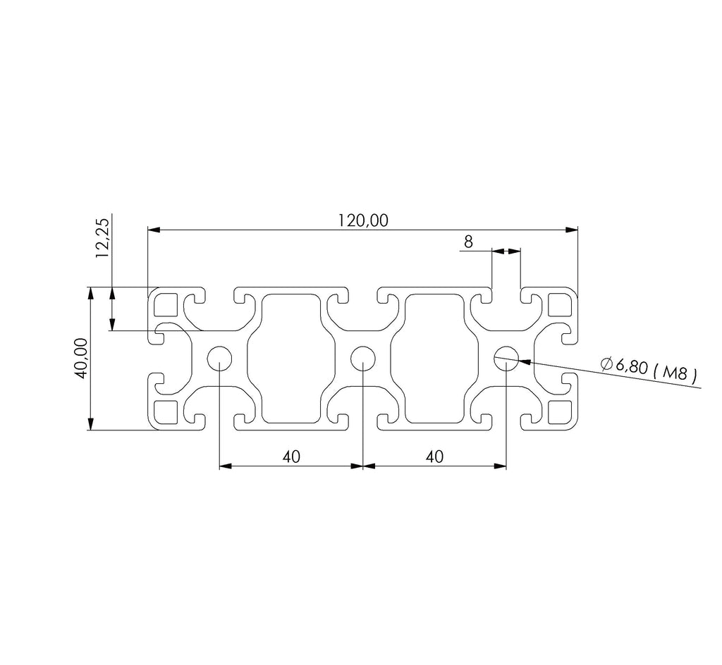 Profil 40 x 120 L Nut 8