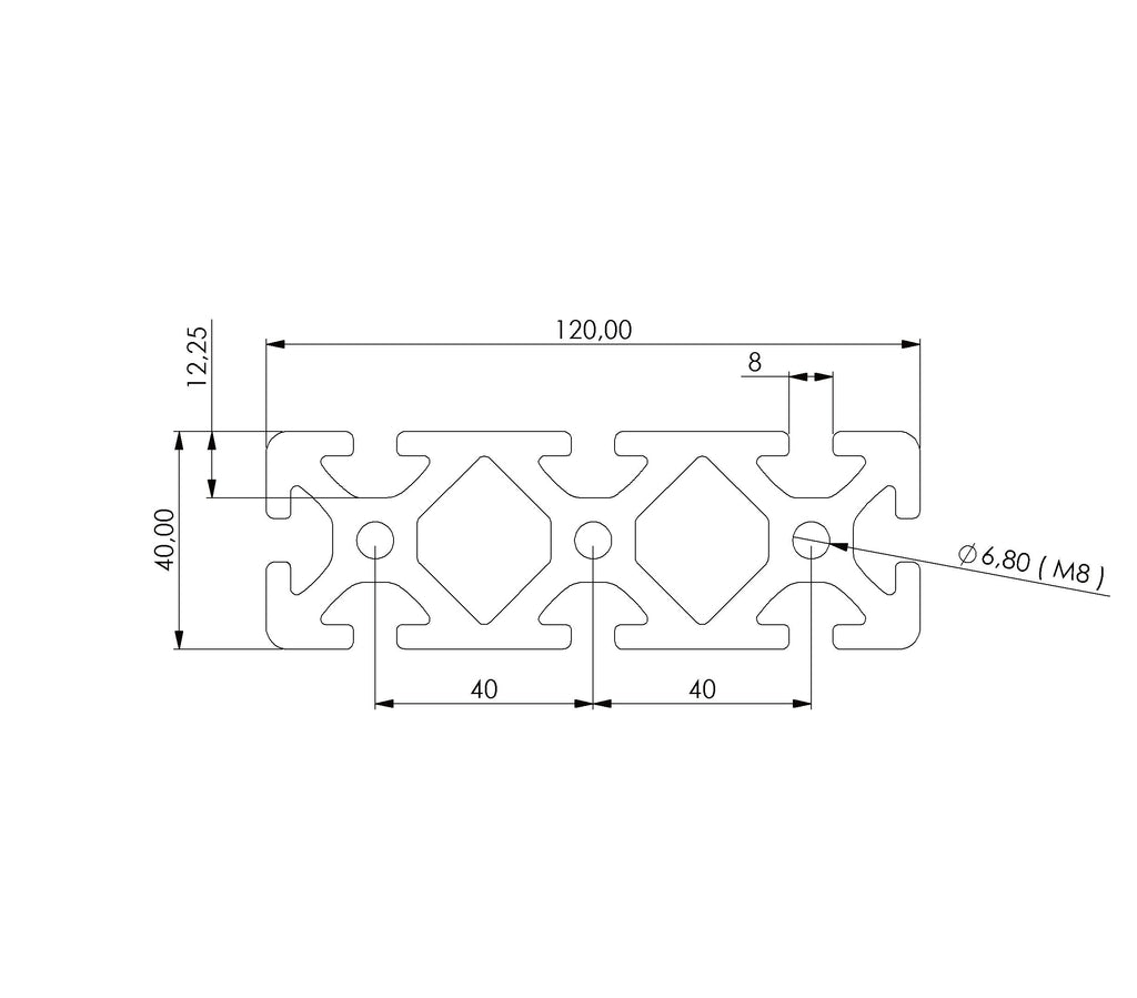 Profil 40 x 120 S Nut 8