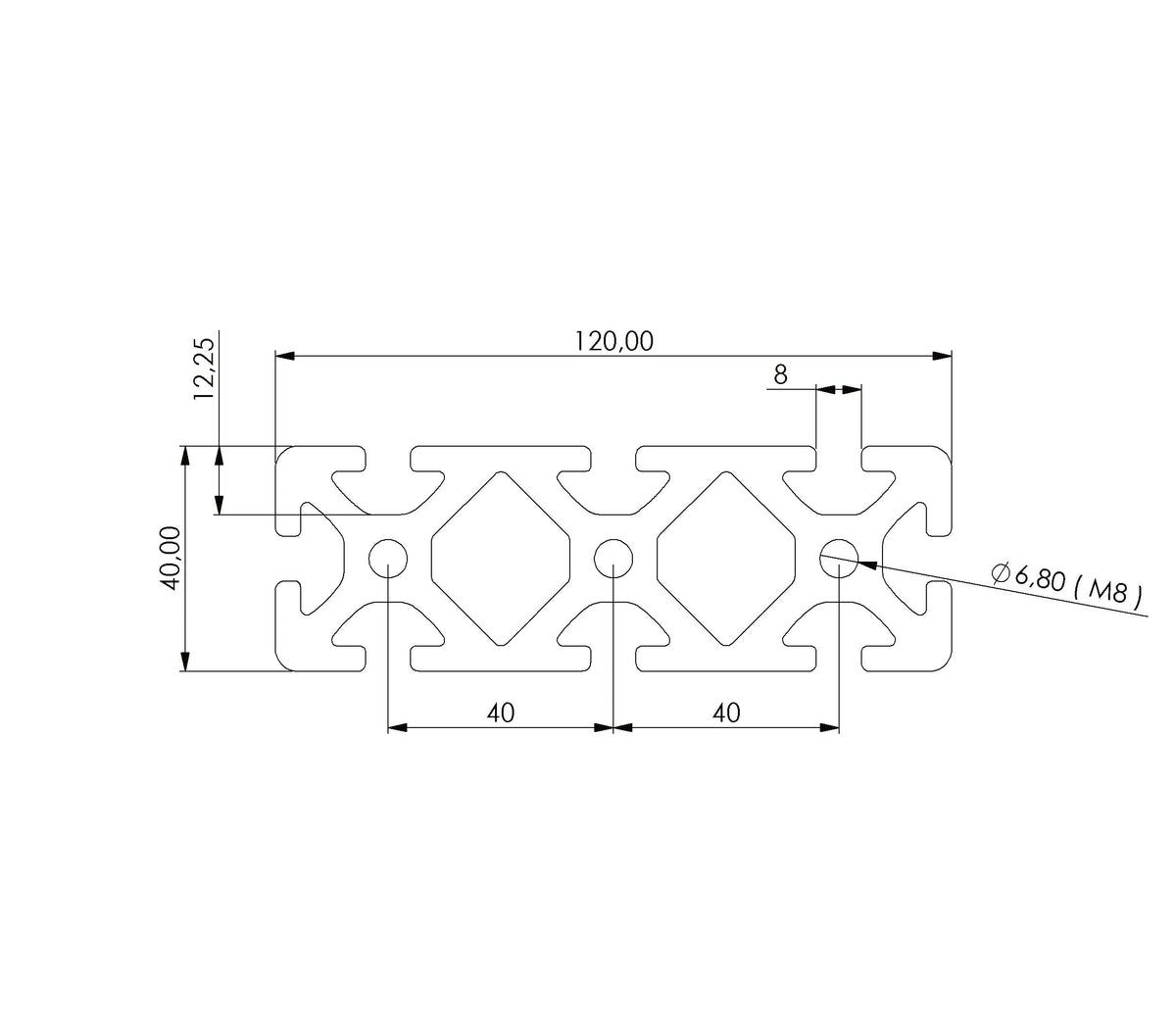 Profil 40 x 120 S Nut 8
