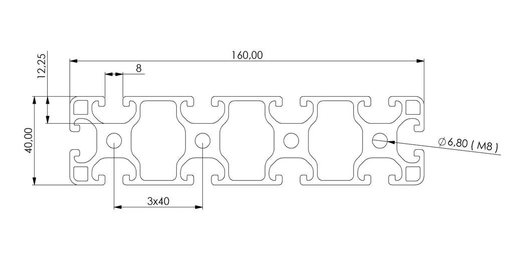 Profil 40 x 160 L Nut 8