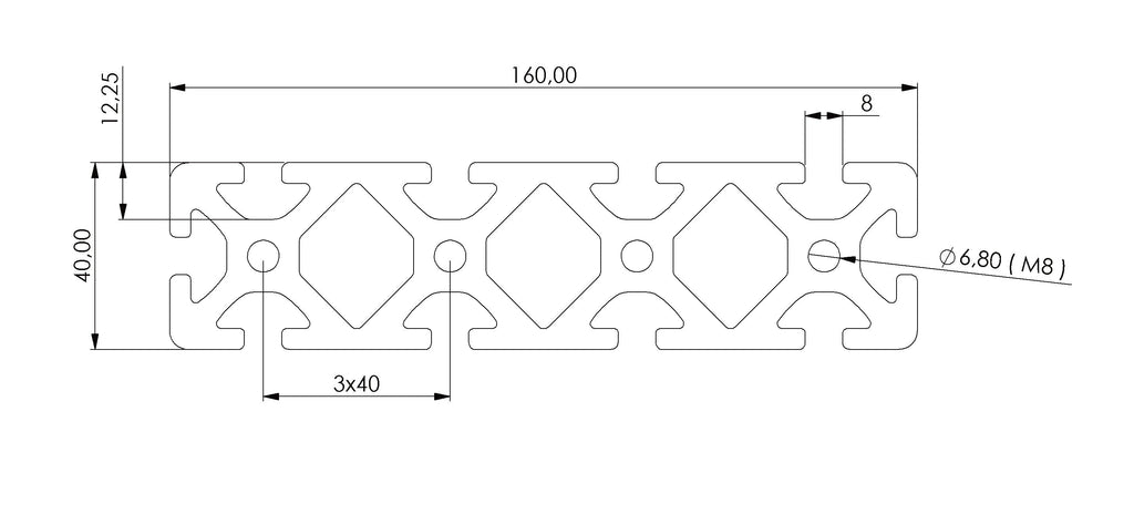 Profil 40 x 160 S Nut 8