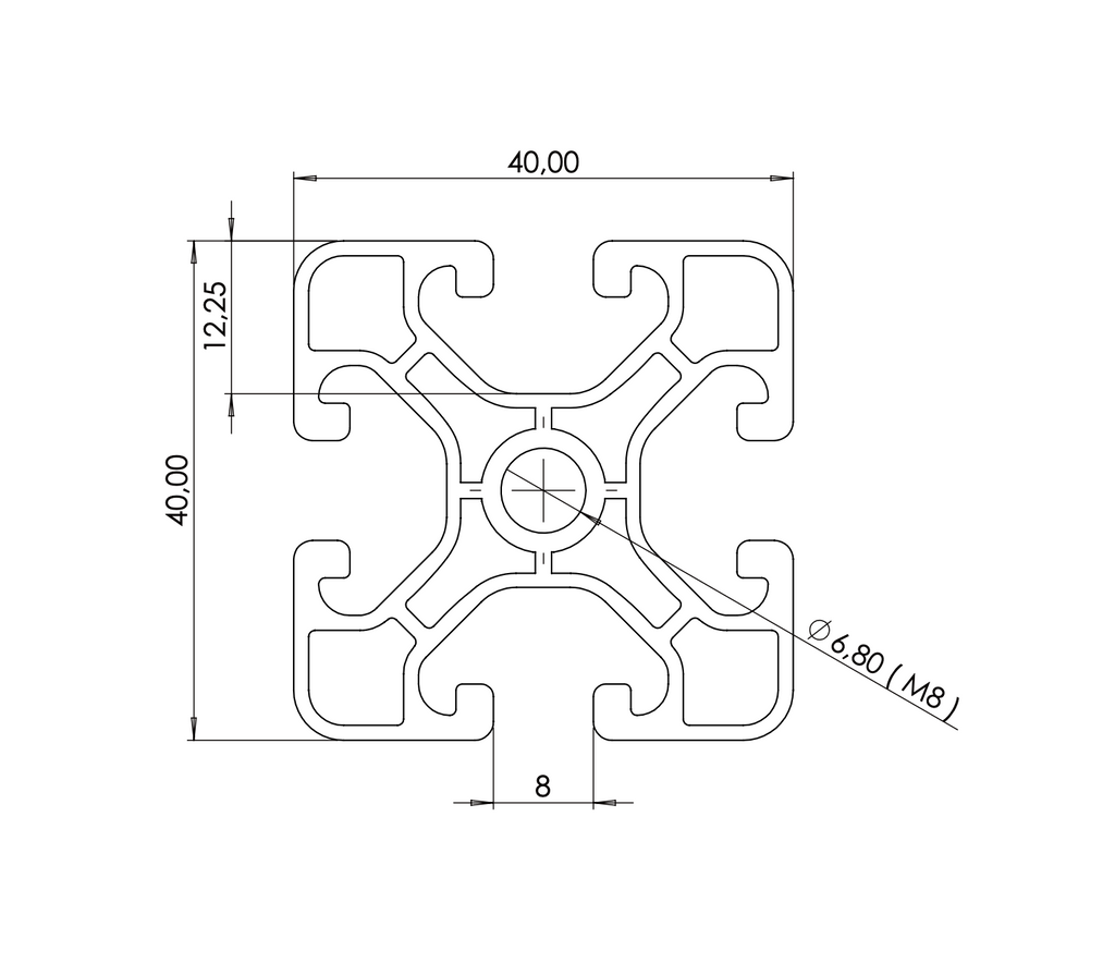 Profil 40 x 40 UL Nut 8