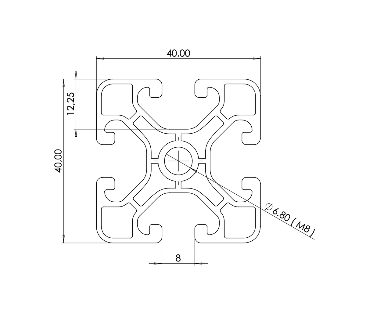 Profil 40 x 40 UL Nut 8