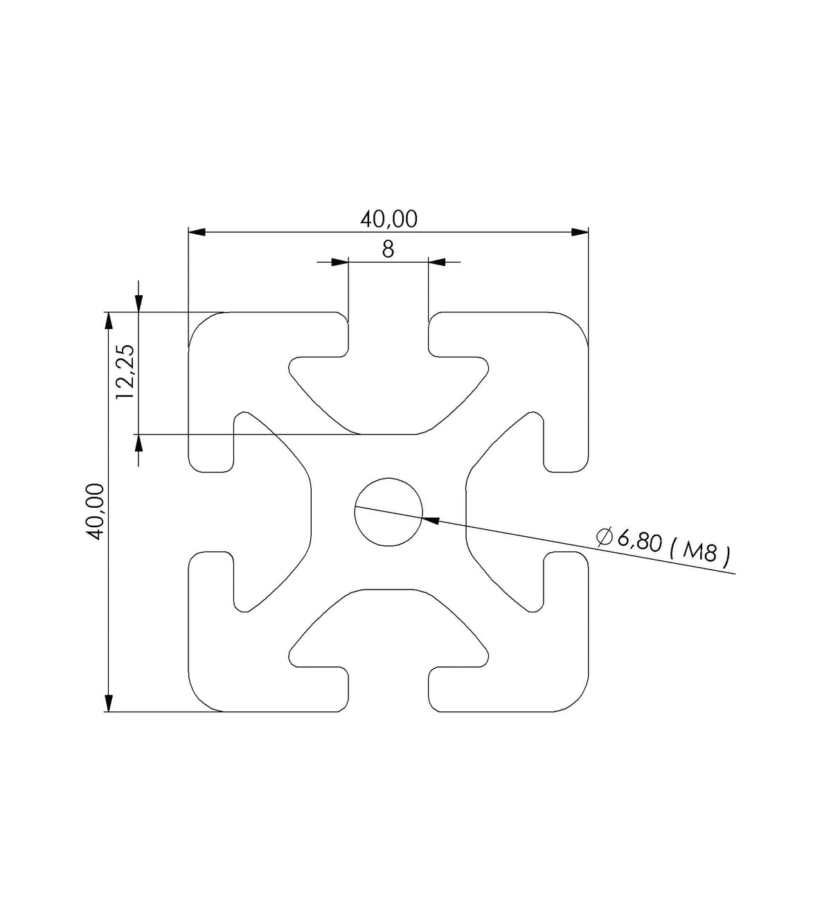 Profil 40 x 40 S Nut 8