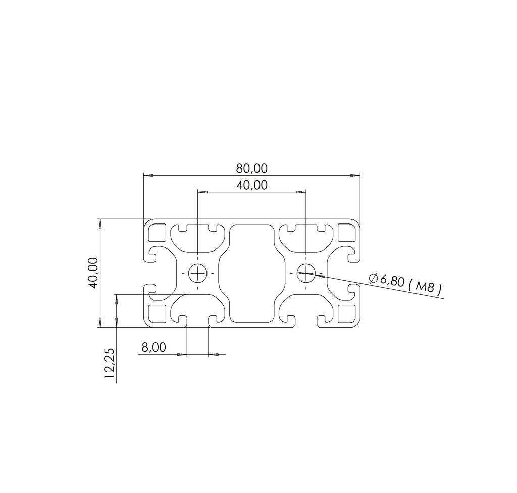 Profil 40 x 80  2N Nut 8