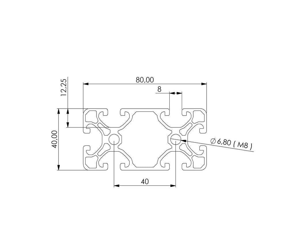 Profil 40 x 80 UL Nut 8