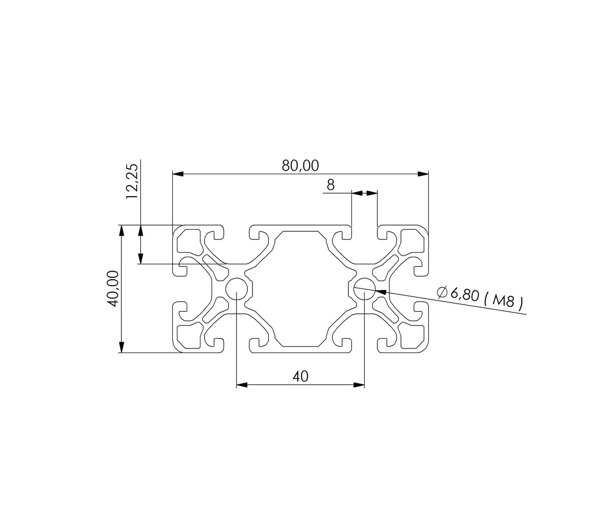 Profil 40 x 80 UL Nut 8