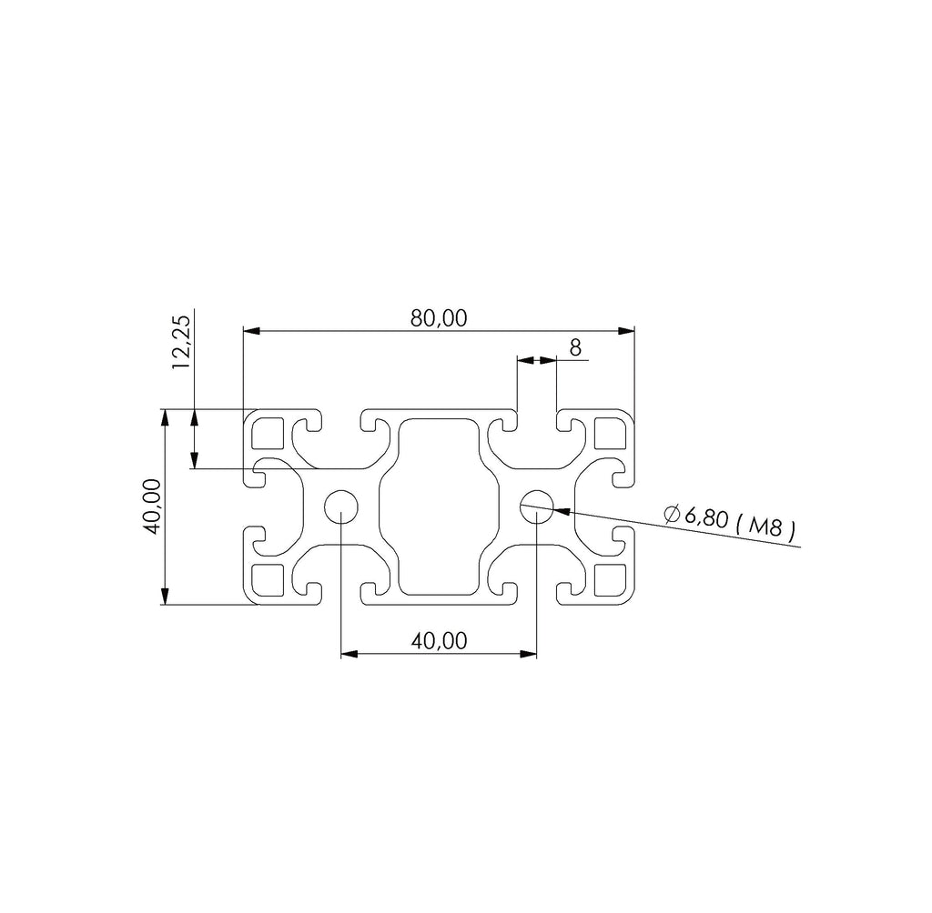 Profil 40 x 80 L Nut 8