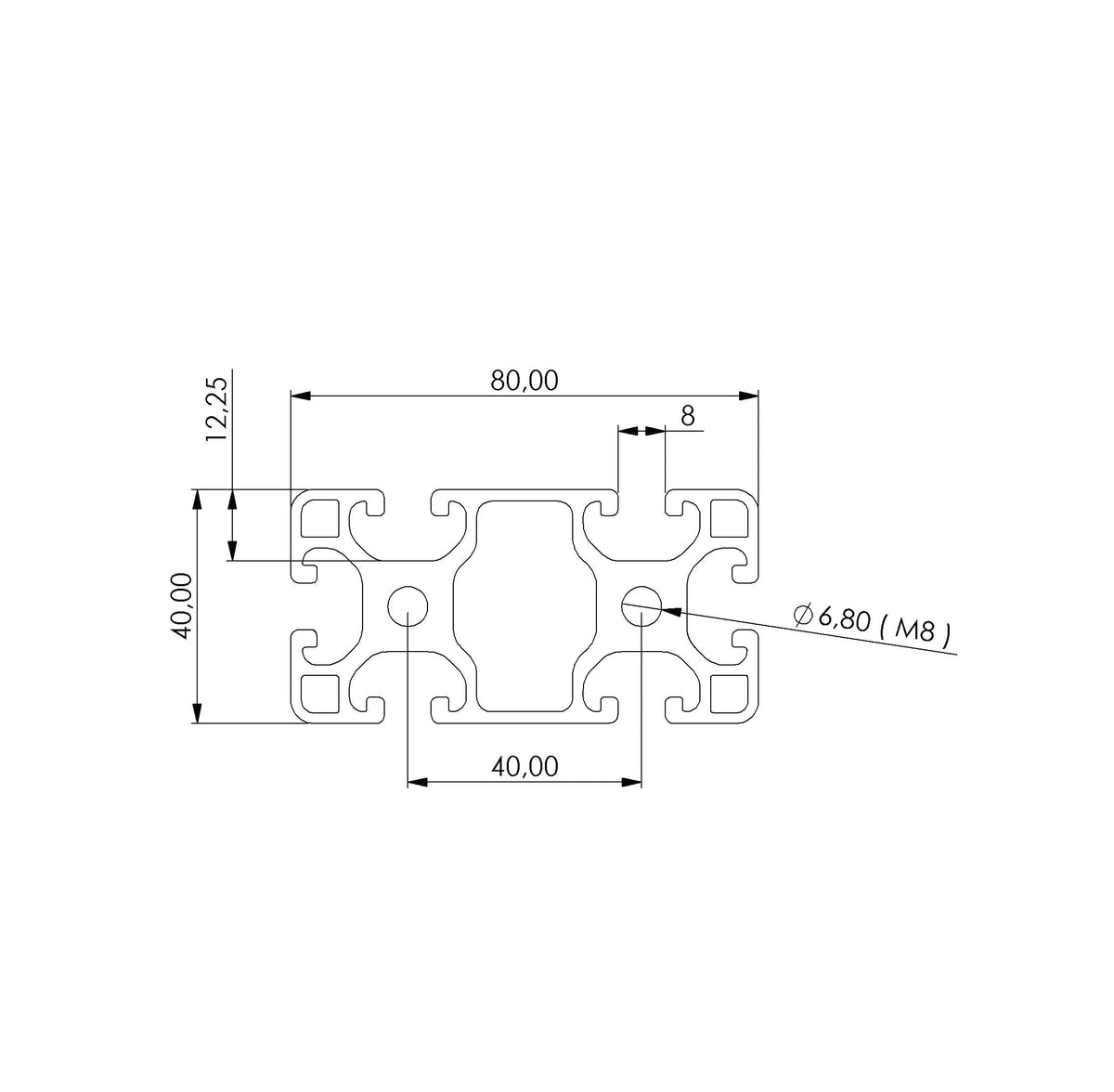 Profil 40 x 80 L Nut 8