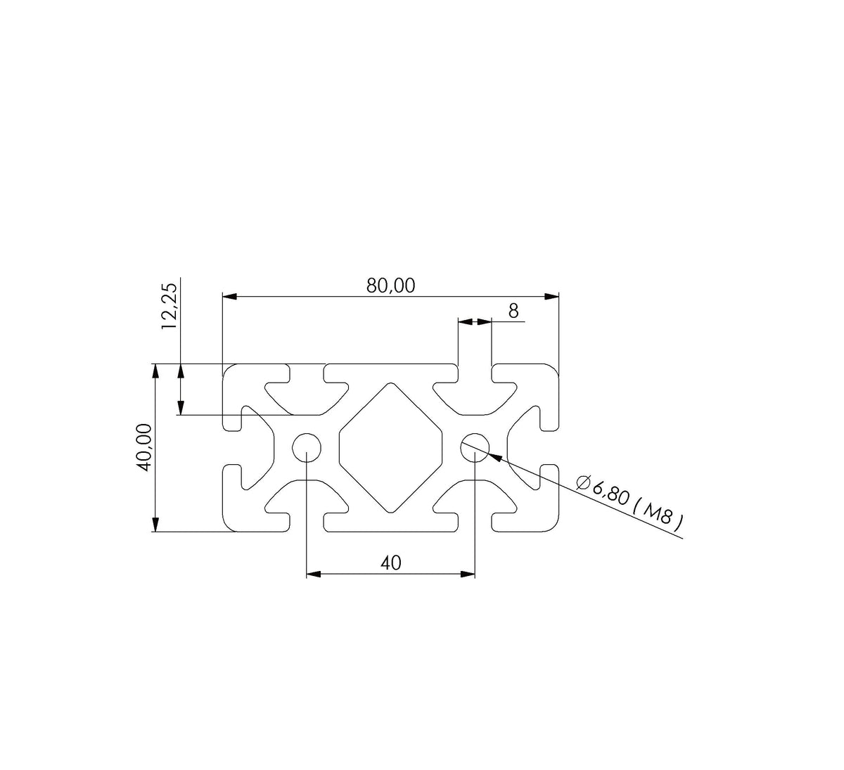 Profil 40 x 80 S Nut 8