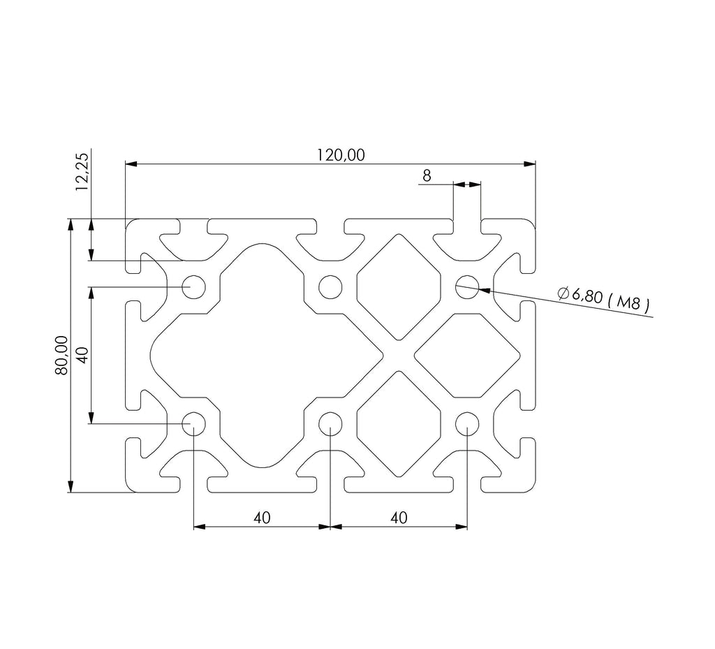 Profil 80 x 120 S Nut 8