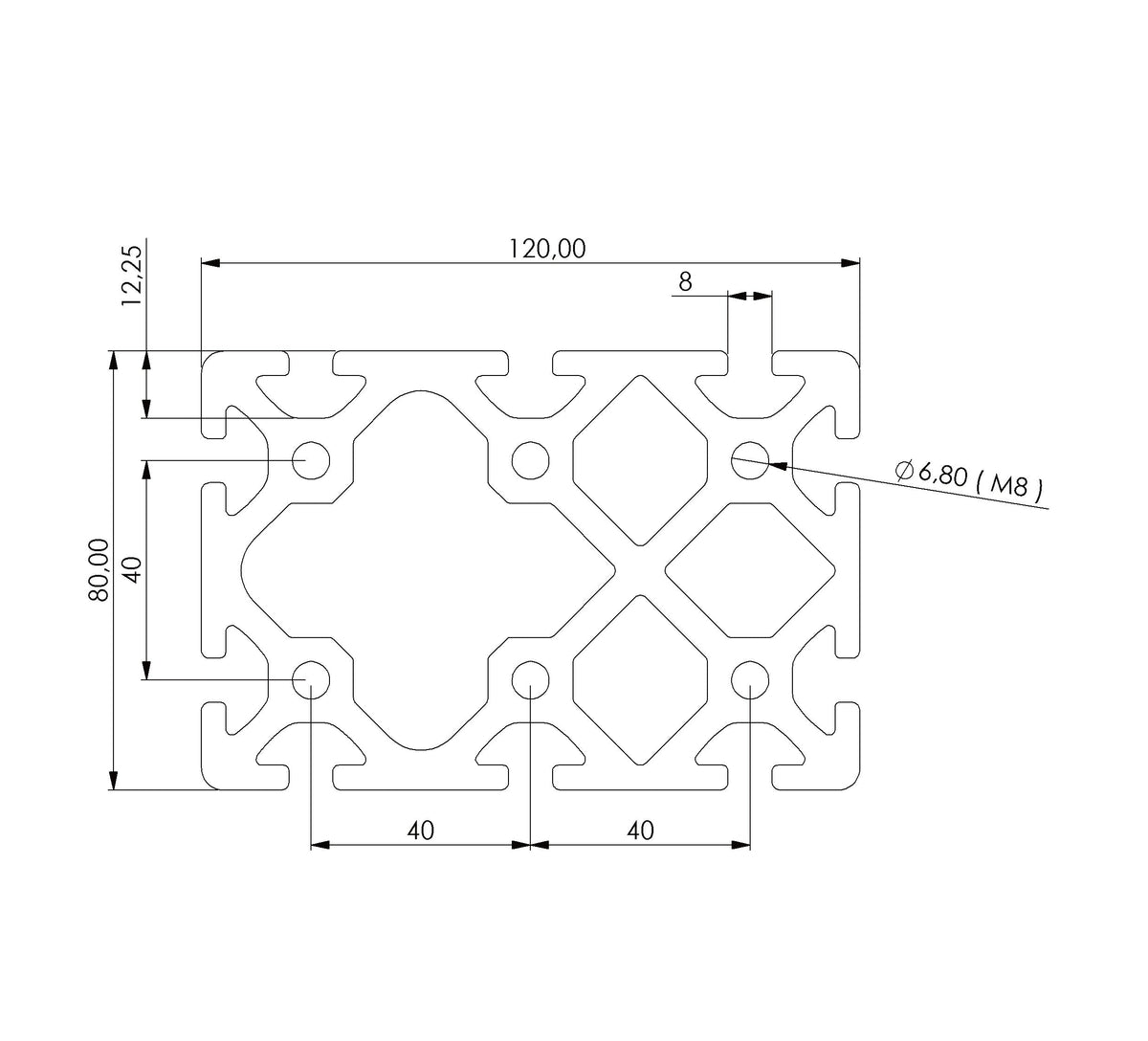 Profil 80 x 120 S Nut 8