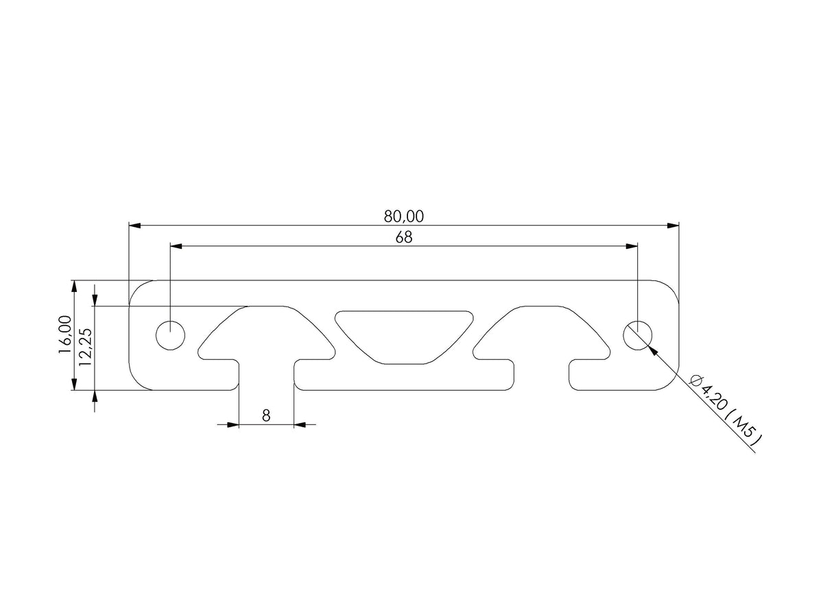 Profil 16 x 80 S Nut 8