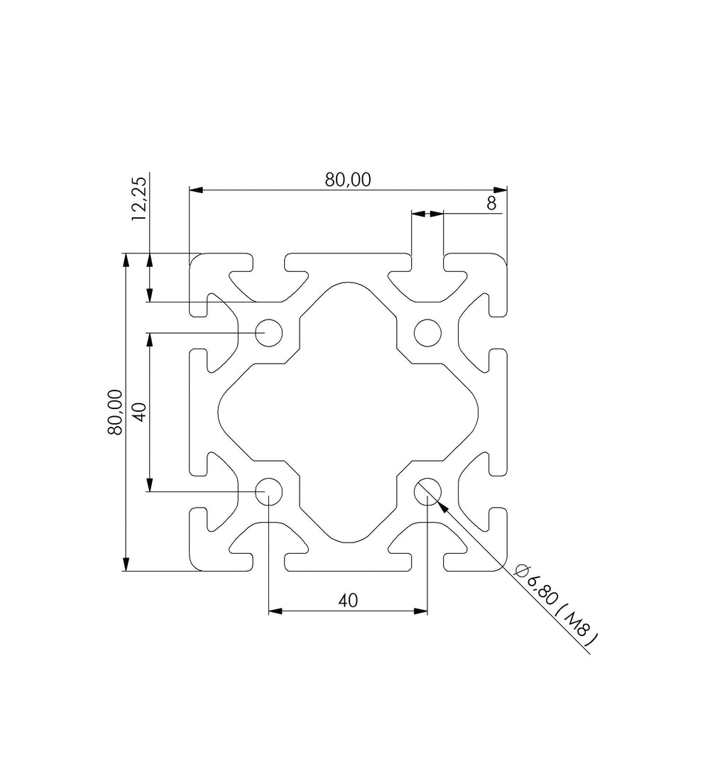 Profil 80 x 80 S Nut 8