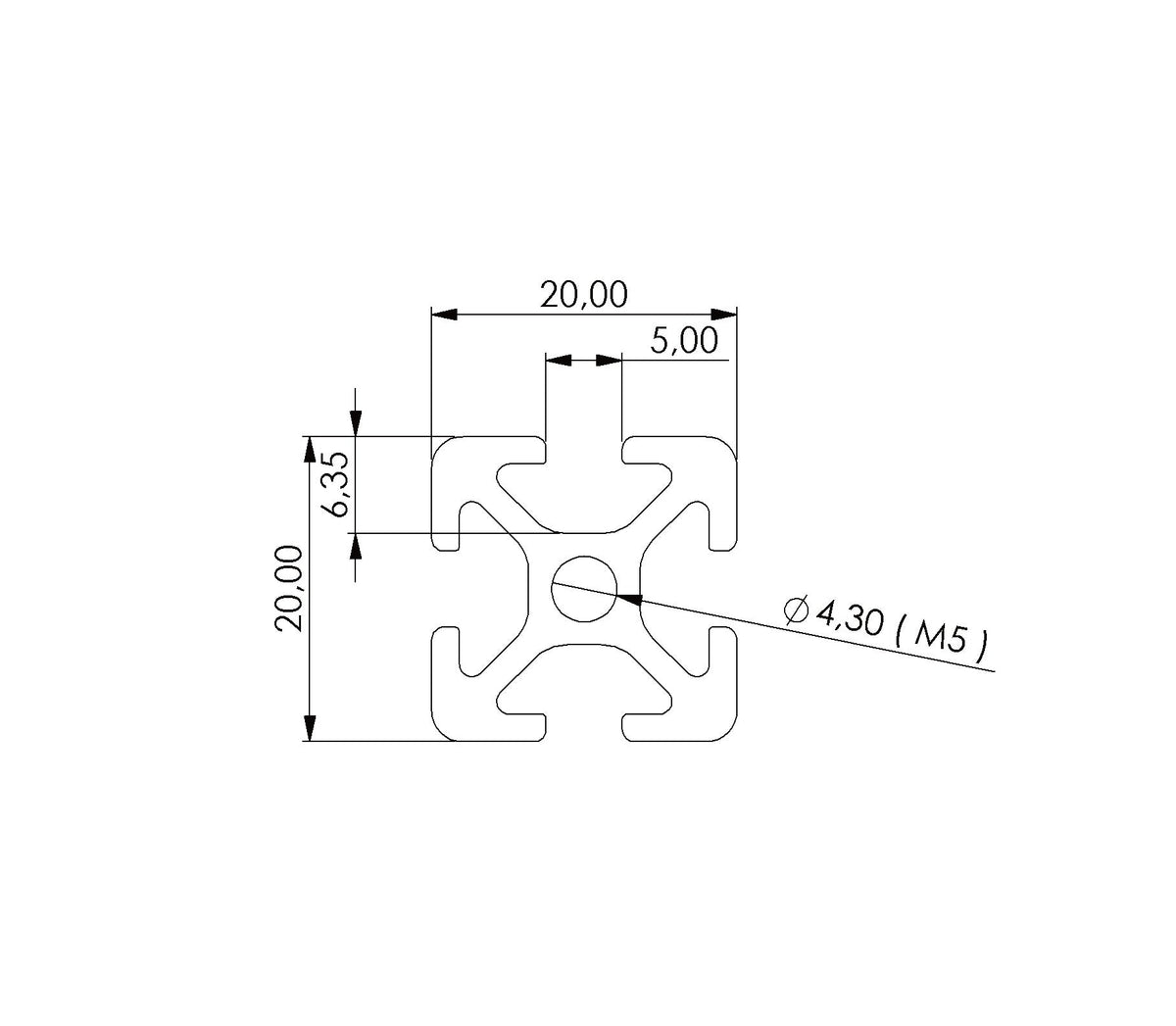 Profil 20 x 20 Nut 5