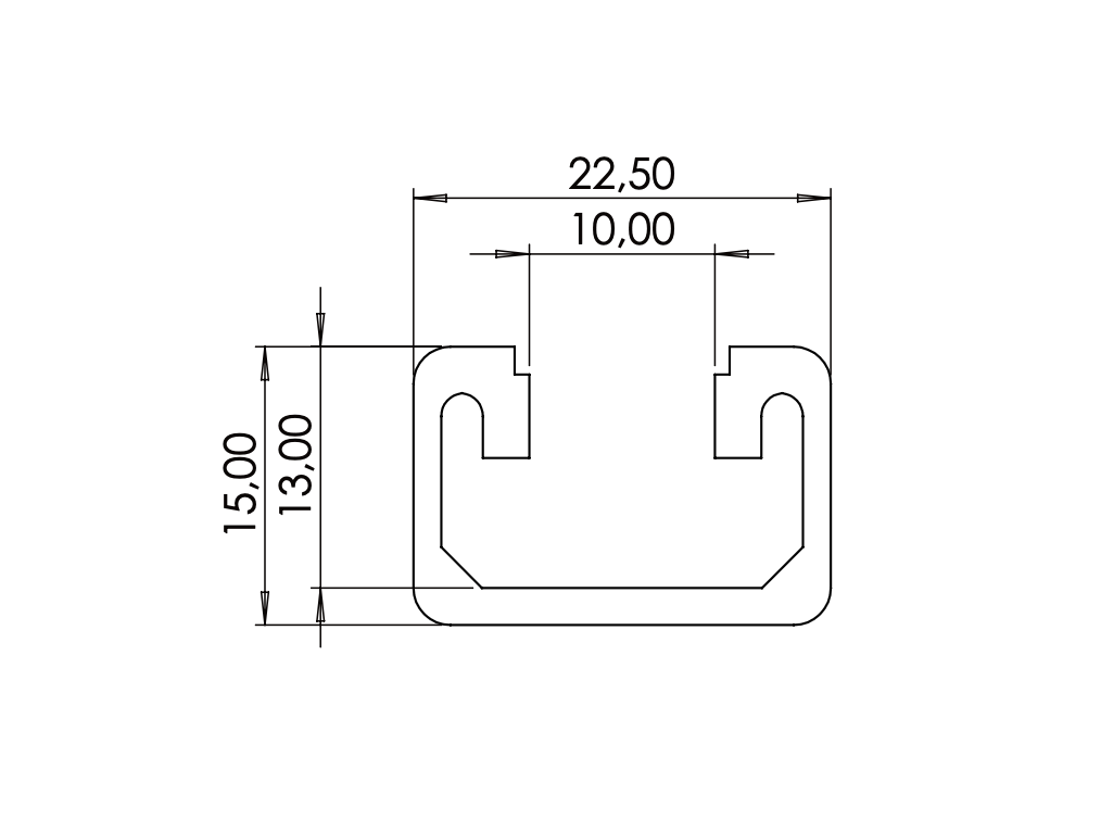Profil 15 x 22,5 Nut 10