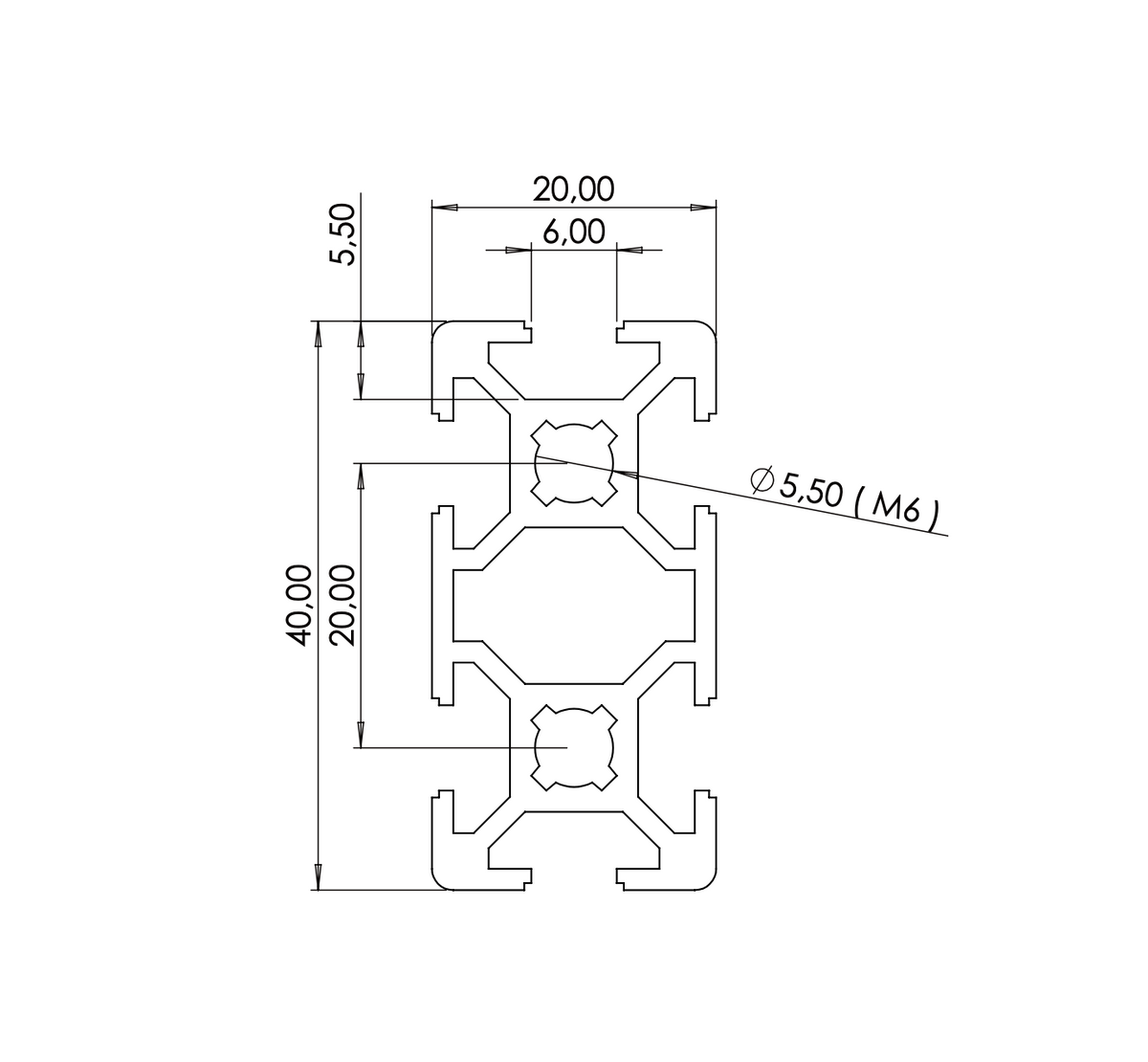 Profil 20 x 40 Nut 6
