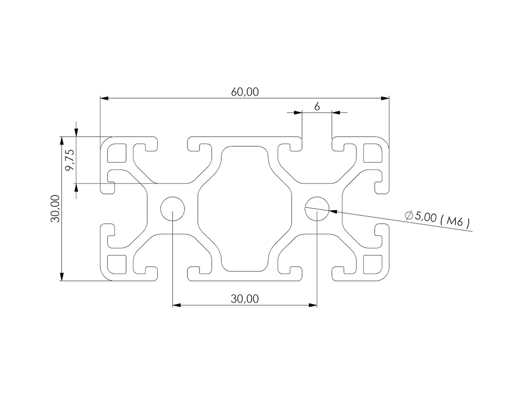 Profil 30 x 60 L Nut 6